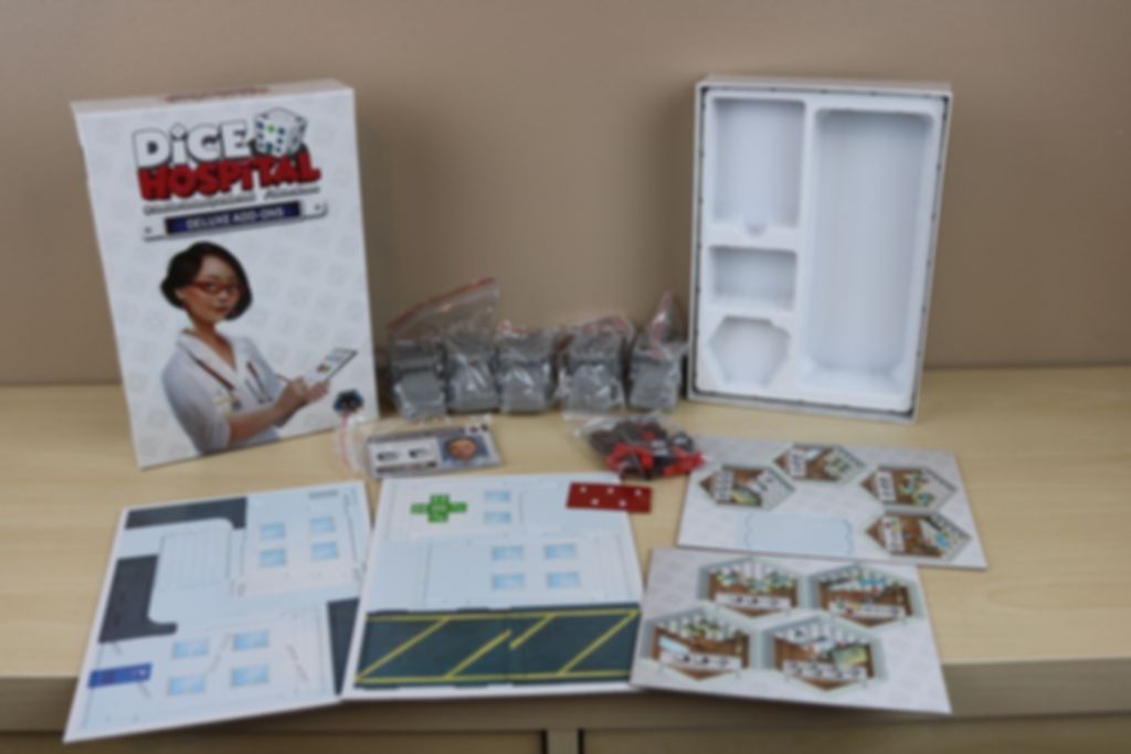 Dice Hospital: Deluxe Add-Ons Box components