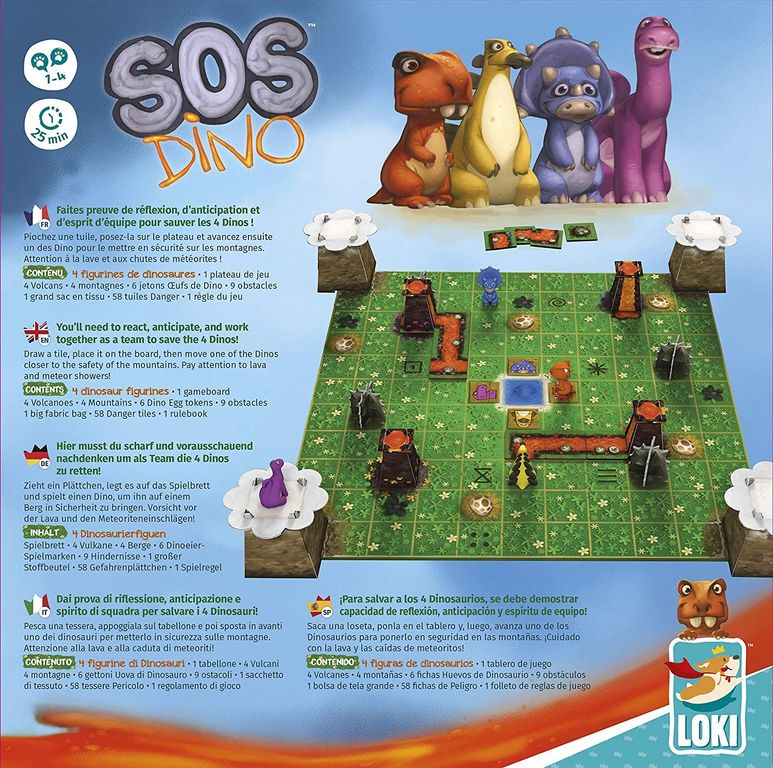 SOS Dino parte posterior de la caja