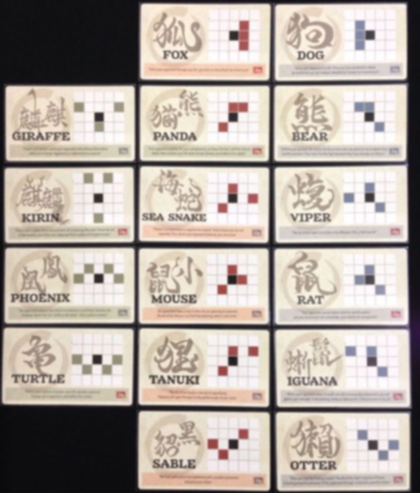 Onitama: Sensei's Path cartes