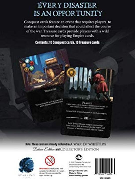 A War of Whispers: Conquests & Treasures back of the box