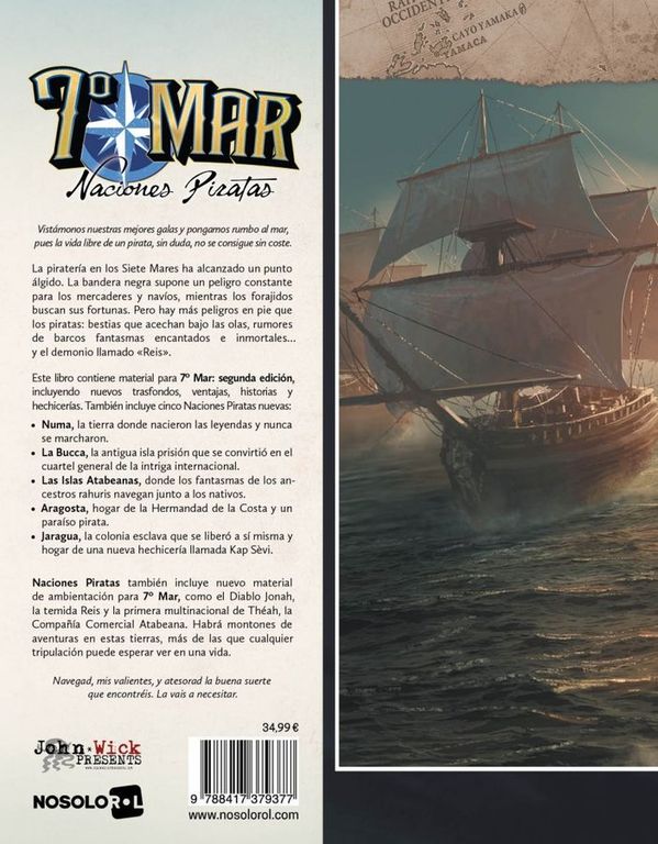 7th Sea: Pirate Nations parte posterior de la caja