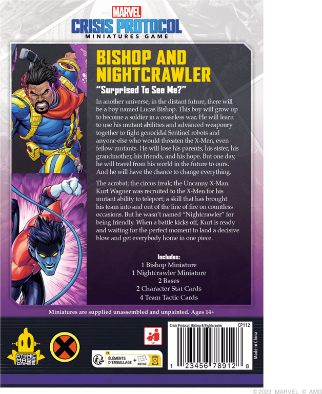 Marvel: Crisis Protocol – Bishop & Nightcrawler parte posterior de la caja
