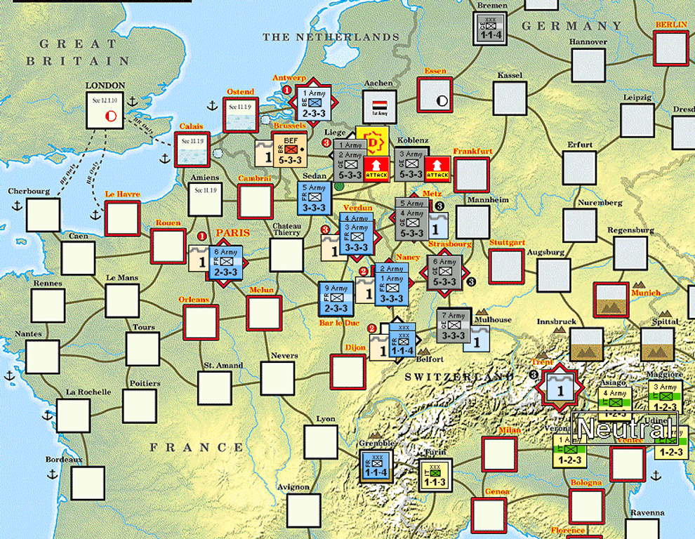 Paths of Glory game board