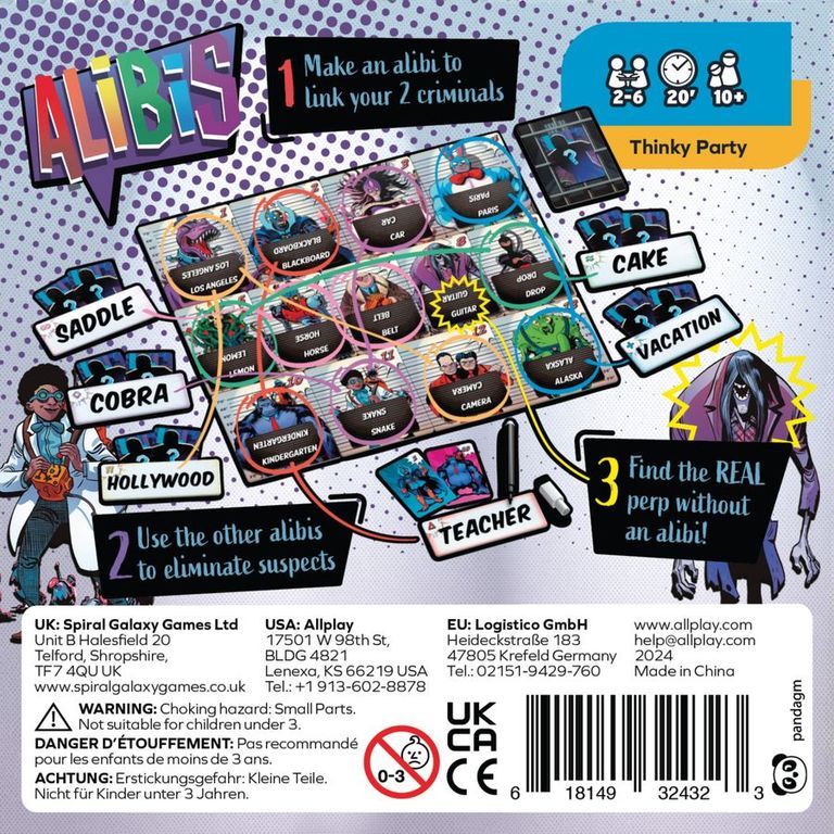 Alibis parte posterior de la caja