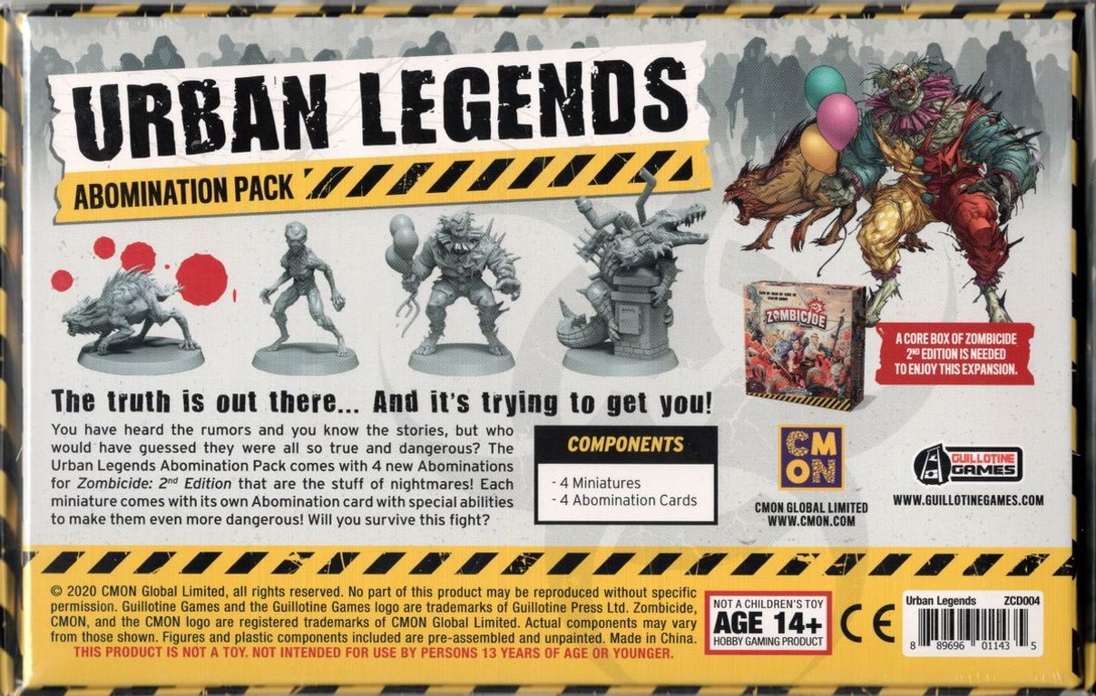 Zombicide (2nd Edition): Urban Legends Abominations parte posterior de la caja