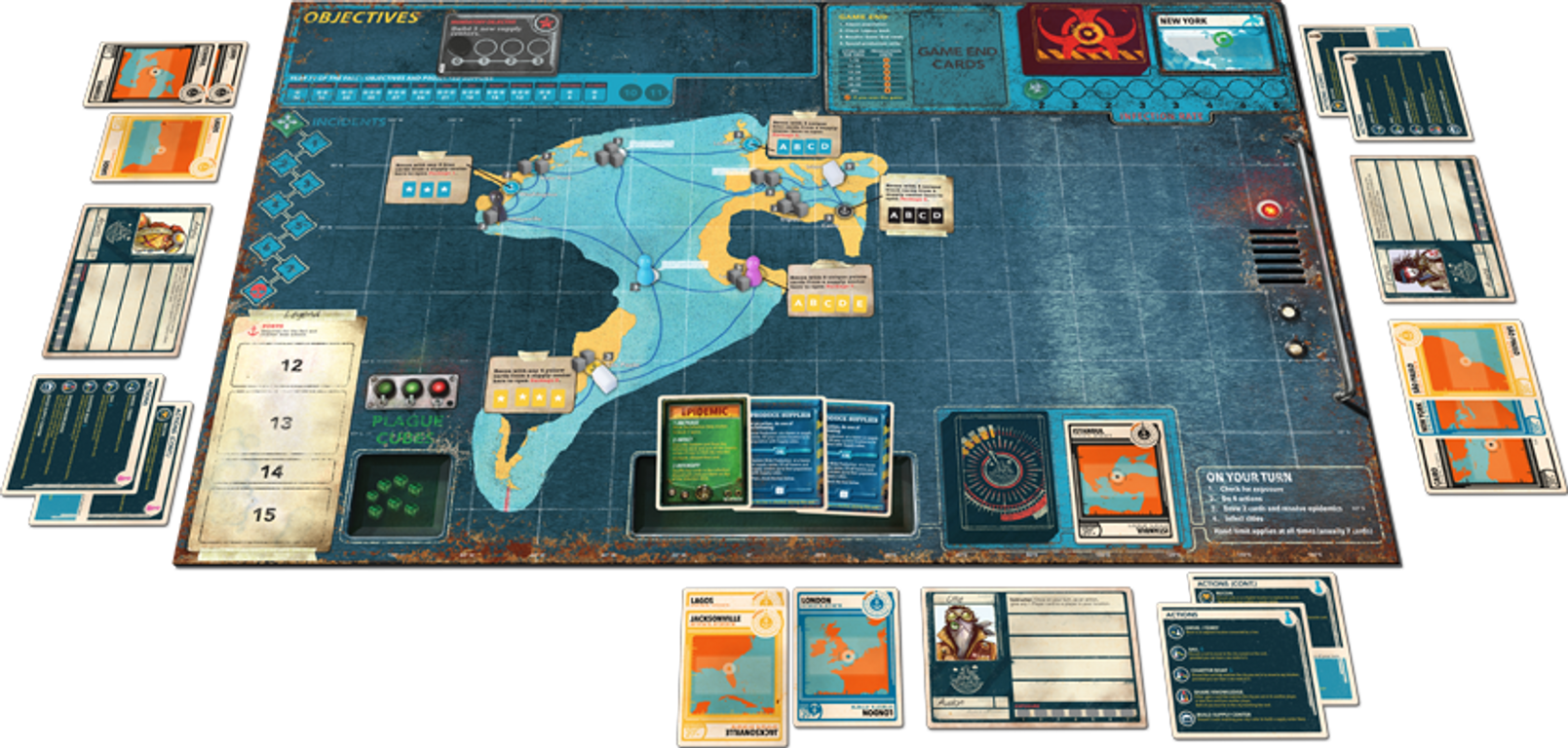 Pandemic Legacy: Seizoen 2 ‐ Black Edition componenten