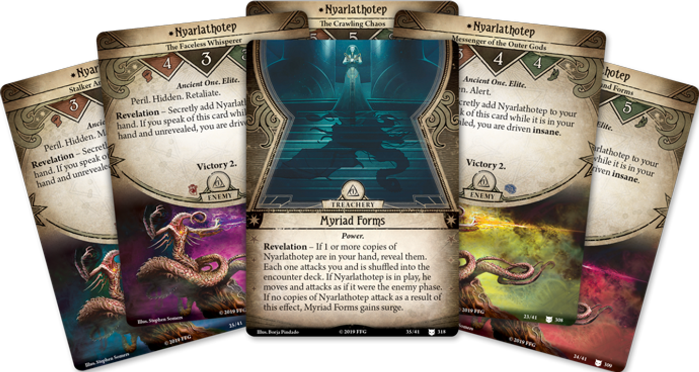 Arkham Horror: The Card Game – Where the Gods Dwell: Mythos Pack cards