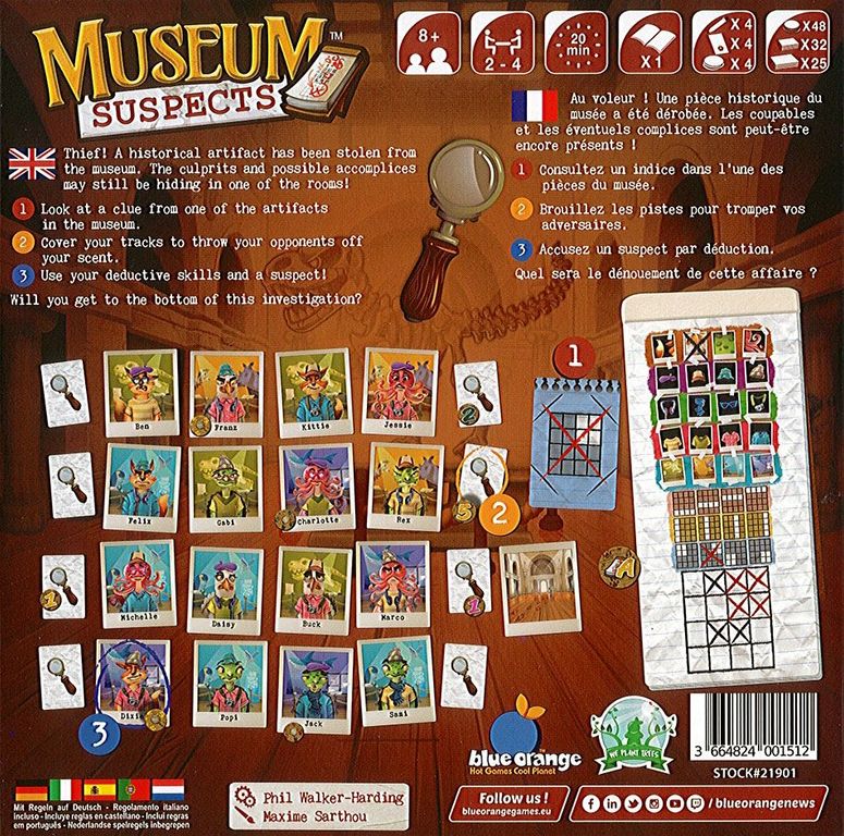 Museum Suspects back of the box