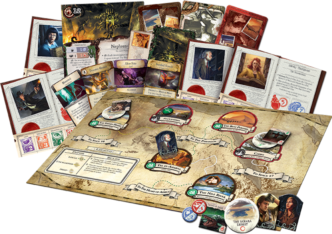 Eldritch Horror: Under the Pyramids components