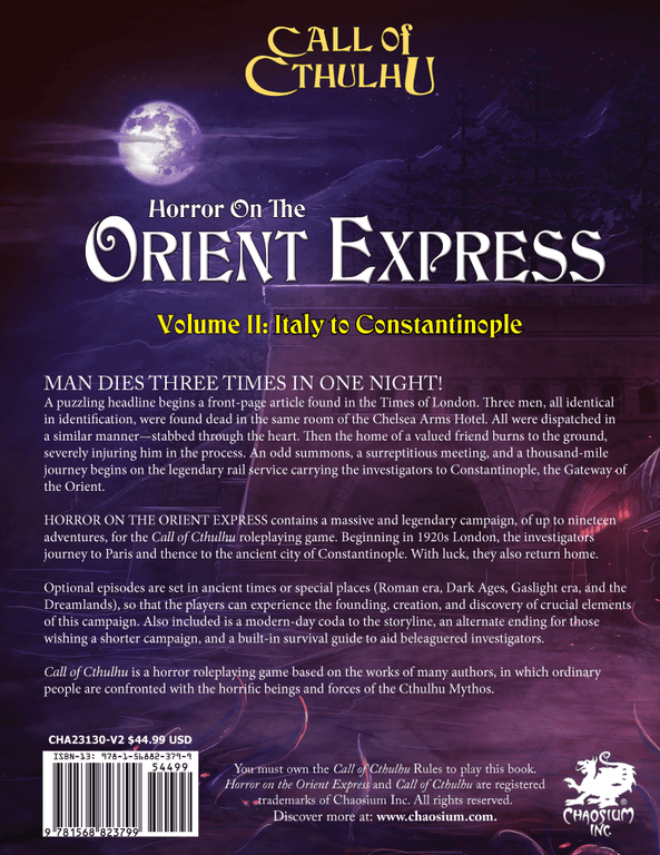 Horror on the Orient Express (2nd Edition) torna a scatola