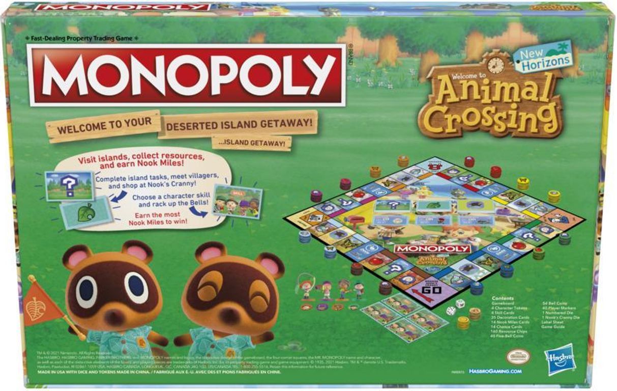 Monopoly: Animal Crossing New Horizons achterkant van de doos