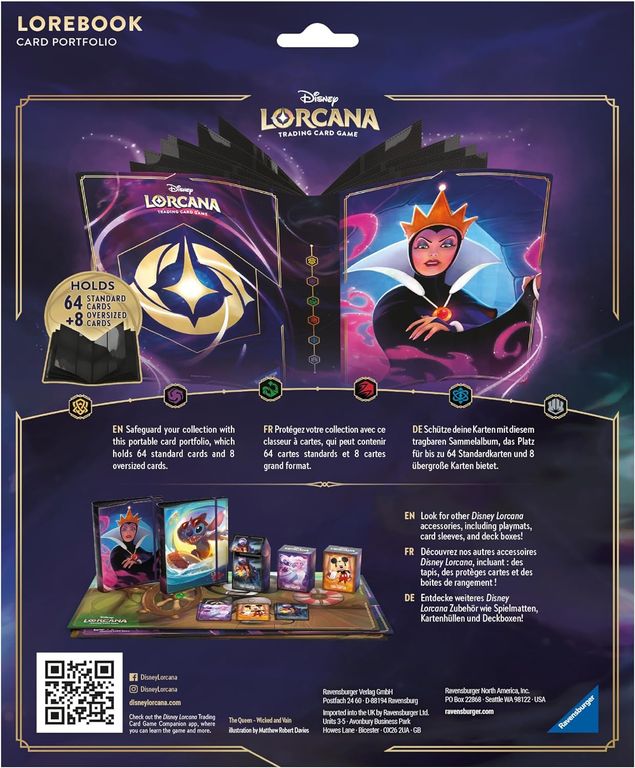 Lorcana Portfolio Evil Q parte posterior de la caja