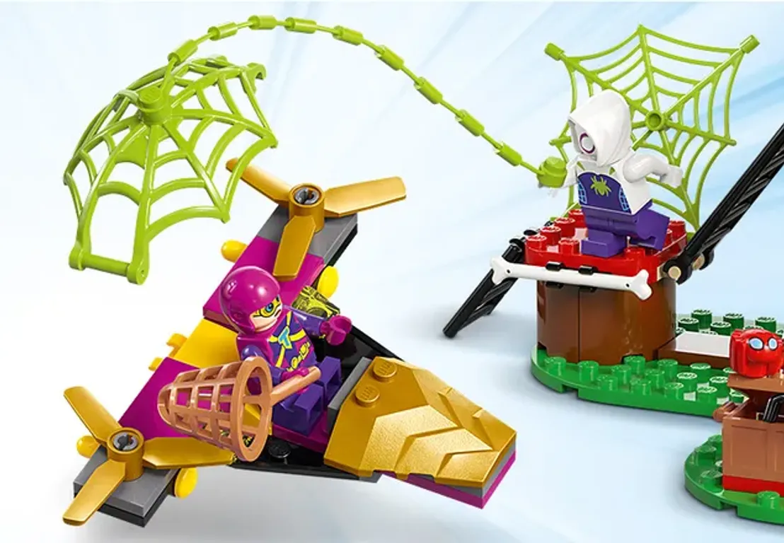 LEGO® Marvel Battaglia con il raptor al quartier generale sull'albero di Spider-man e Gobby