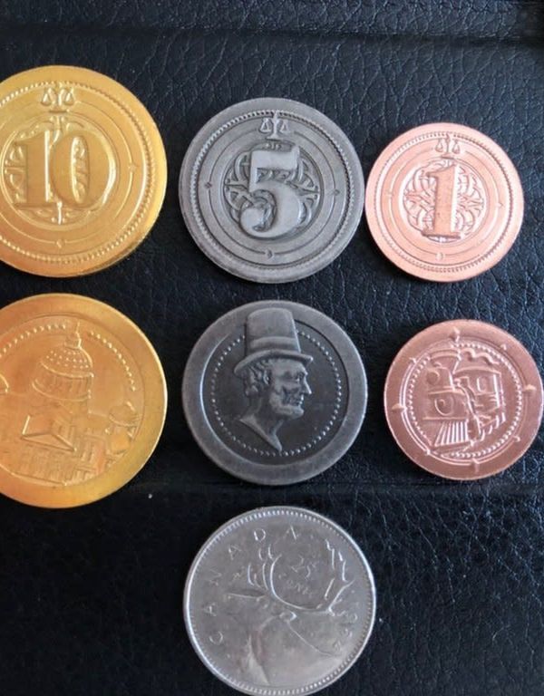 50 Metal Industrial Coin Board Game Upgrade Set komponenten