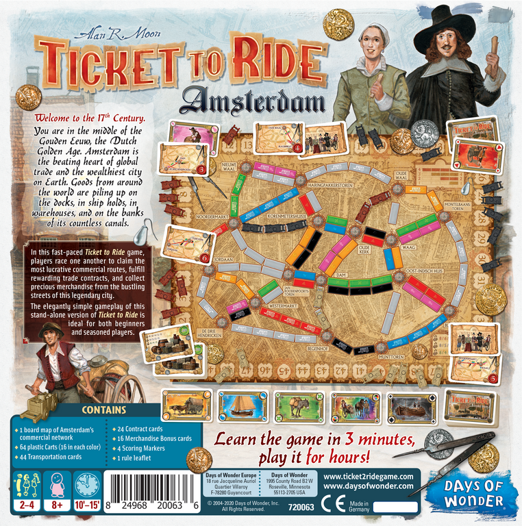 Les Aventuriers du Rail: Amsterdam dos de la boîte