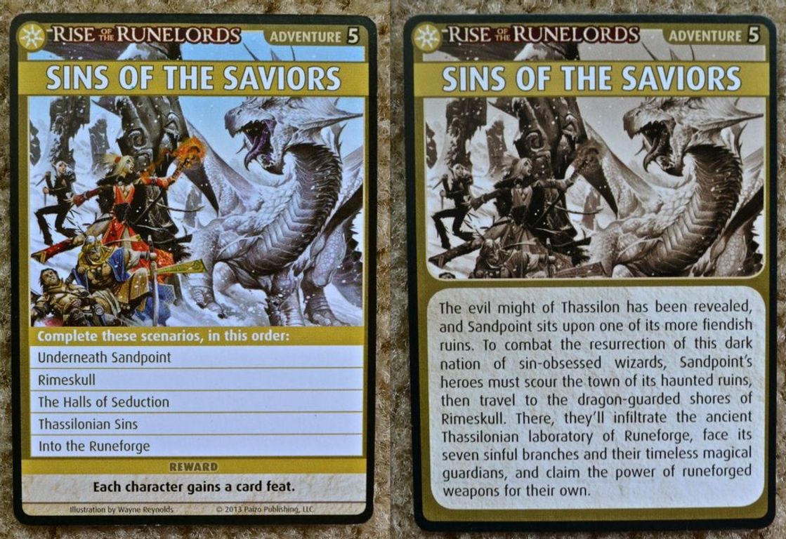 Pathfinder Adventure Card Game: Rise of the Runelords – Adventure Deck 5: Sins of the Saviors kaarten