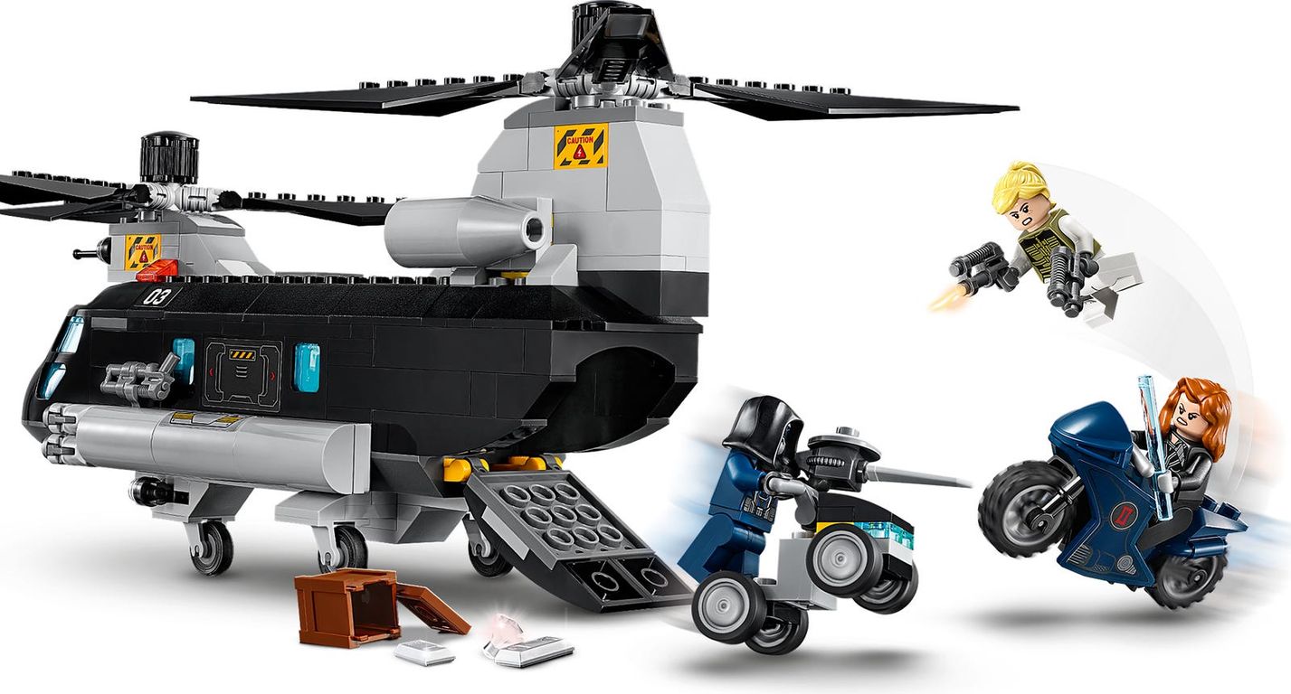 LEGO® Marvel Black Widows Hubschrauber-Verfolgungsjagd spielablauf