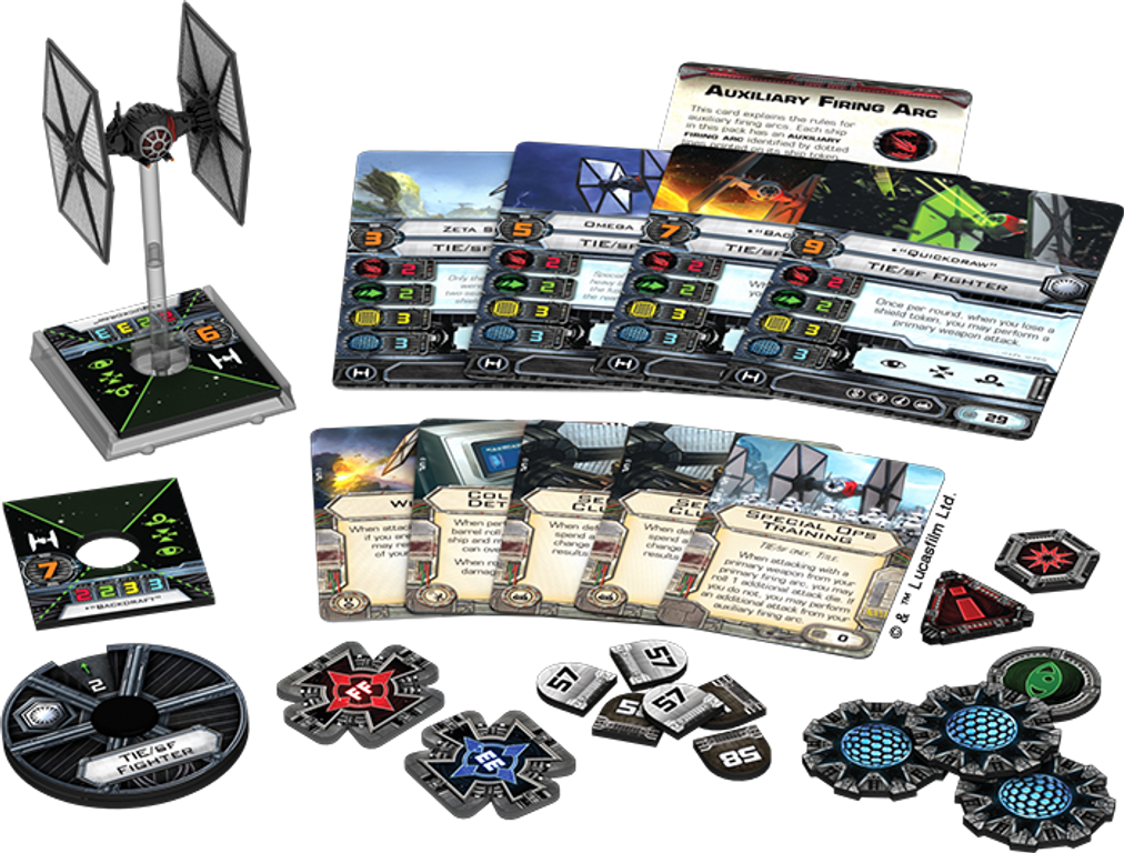 Star Wars: X-Wing Le jeu de figurines – TIE des Forces Spéciales composants