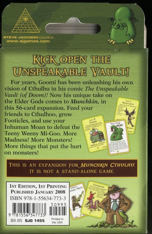 Munchkin Cthulhu 3: The Unspeakable Vault back of the box