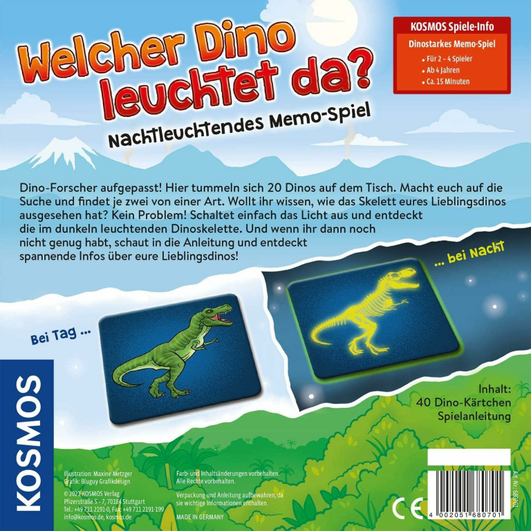 Welcher Dino leuchtet da? achterkant van de doos