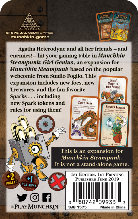 Munchkin Steampunk: Girl Genius rückseite der box