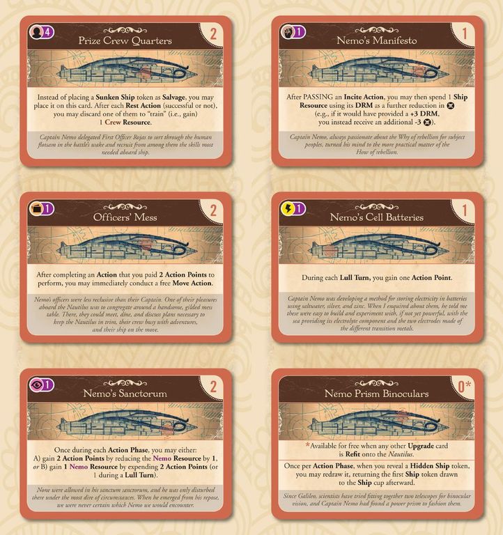 Nemo's War (second edition): Nautilus Upgrades Expansion Pack carte