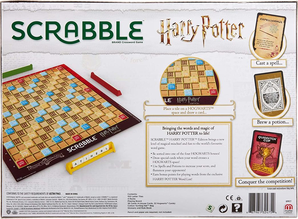 Scrabble Harry Potter achterkant van de doos