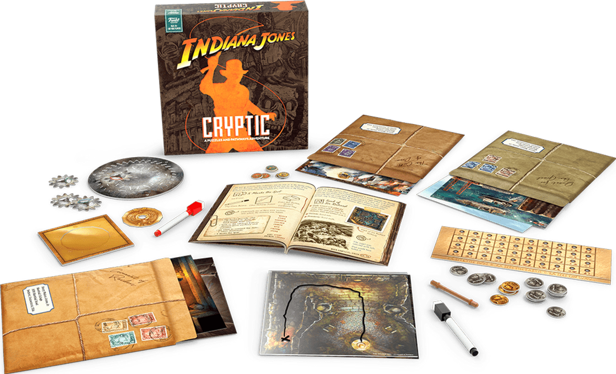 Indiana Jones: Cryptic – A Puzzles and Pathways Adventure components