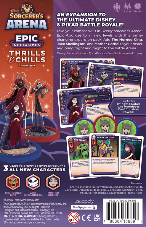 Disney Sorcerer's Arena: Epic Alliances – Thrills & Chills Expansion back of the box