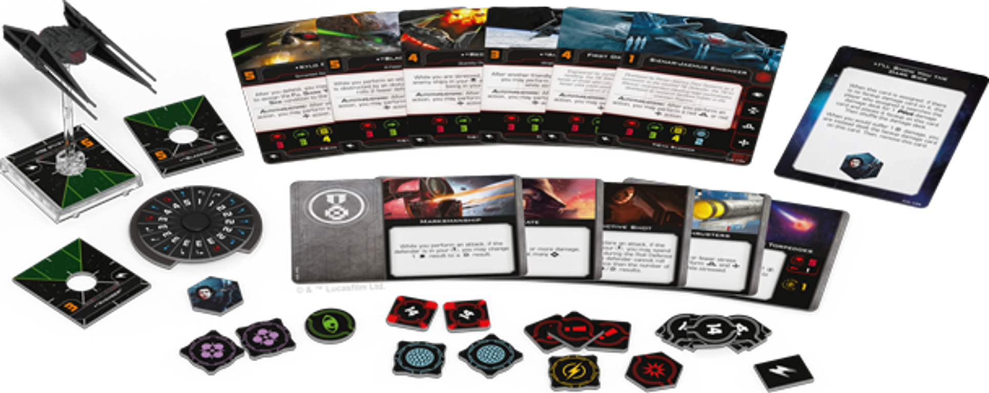 Star Wars: X-Wing (Second Edition) – TIE/vn Silencer Expansion Pack componenten