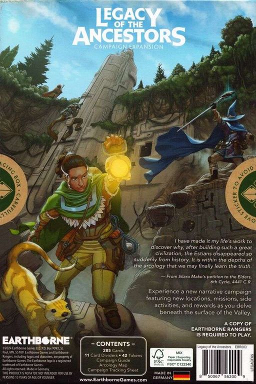 Earthborne Rangers: Legacy of the Ancestors back of the box