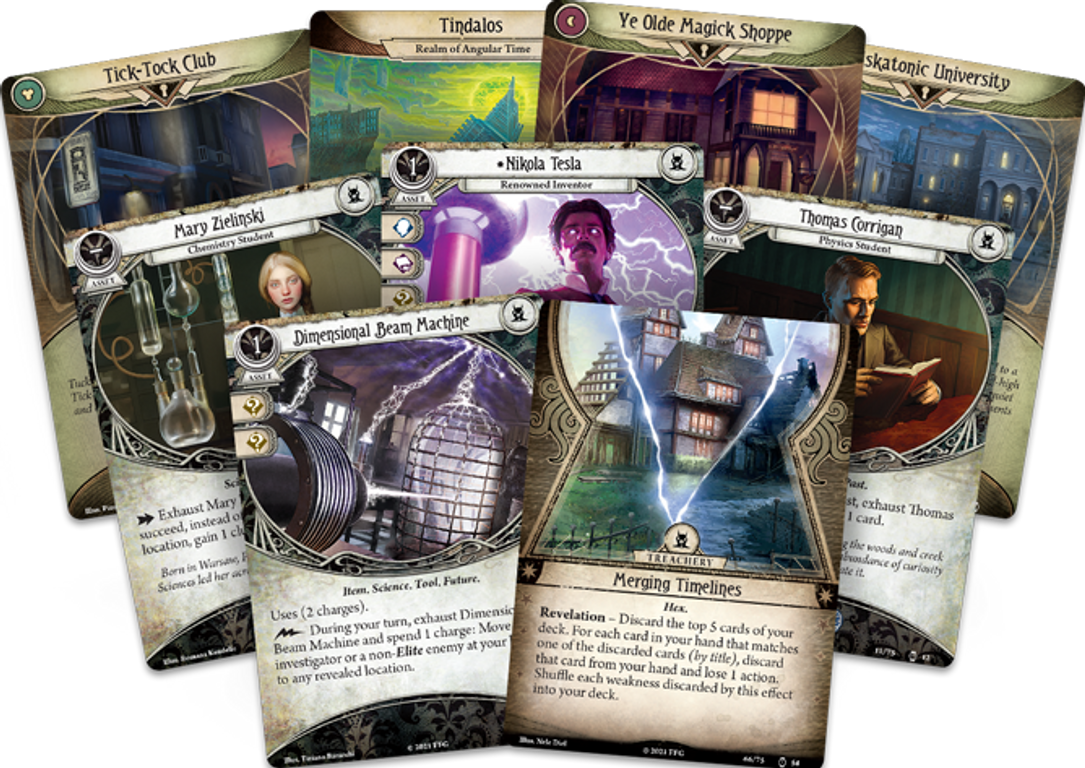 Arkham Horror: The Card Game – Machinations Through Time: Scenario Pack kaarten