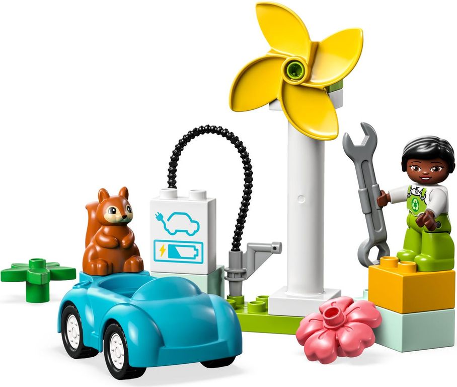 LEGO® DUPLO® Aerogenerador y Coche Eléctrico partes