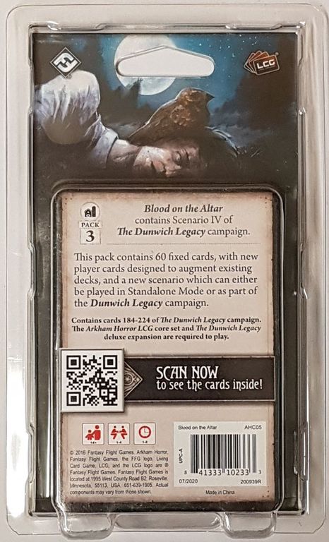 Arkham Horror: The Card Game - Blood on the Altar - Mythos Pack achterkant van de doos