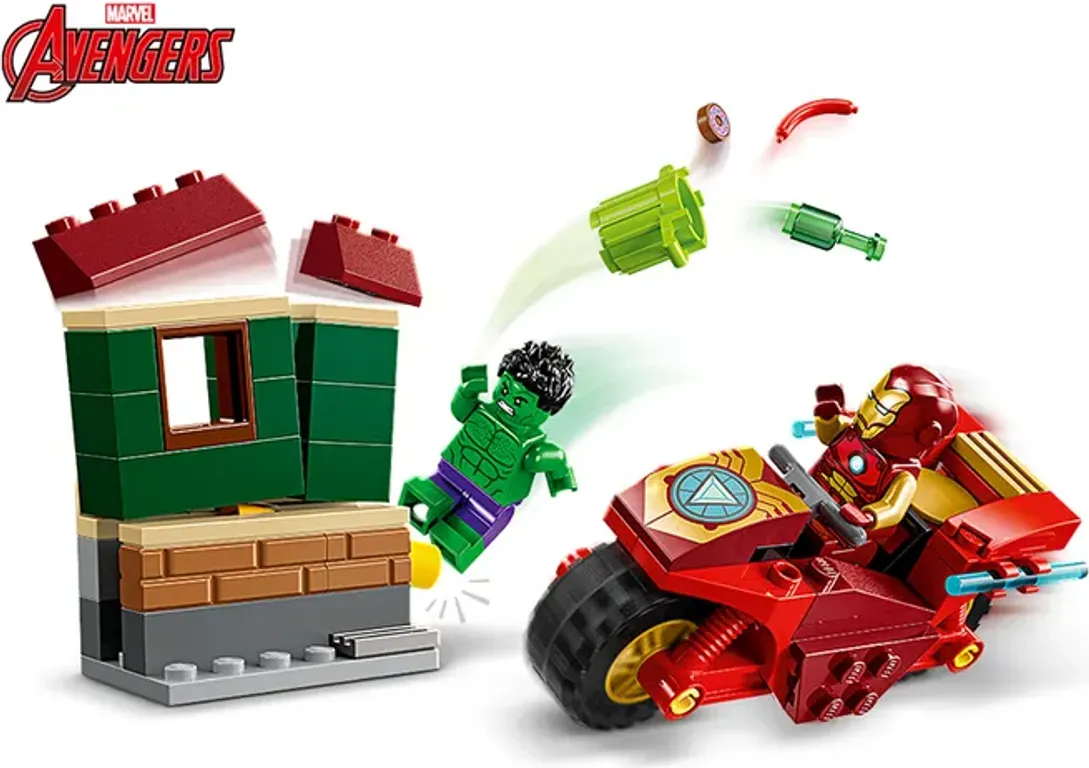 LEGO® Marvel Iron Man con moto e The Hulk