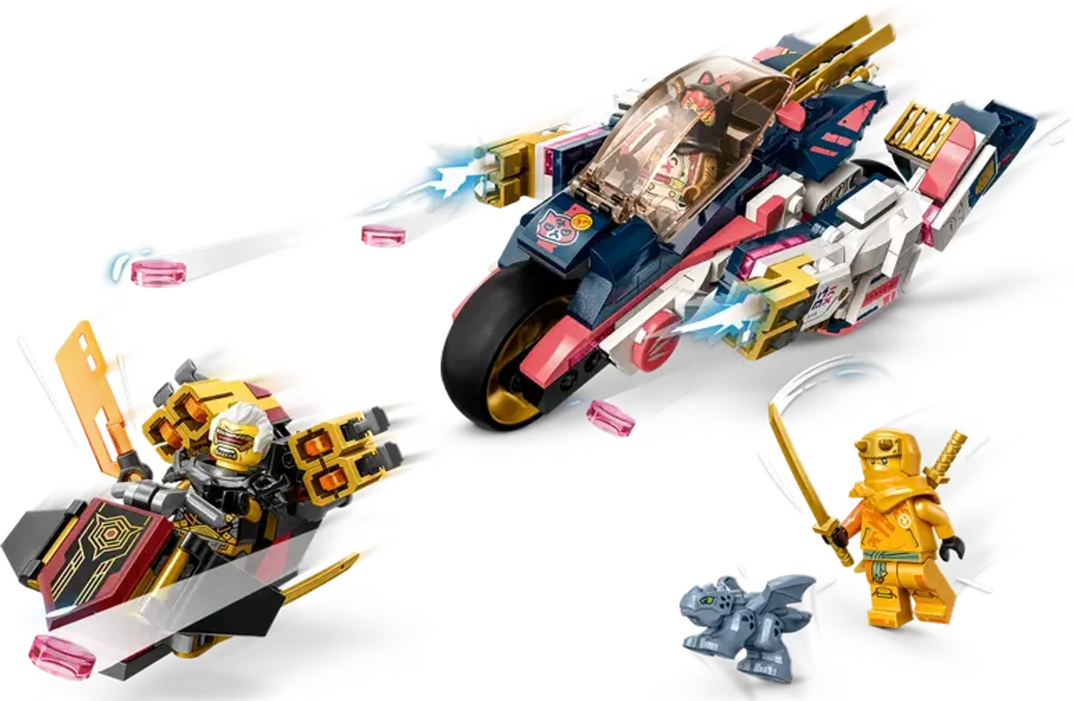 LEGO® Ninjago Moto de Carreras Transformable en Meca de Sora jugabilidad