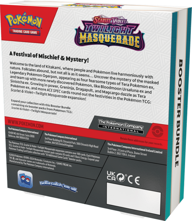 Pokémon TCG: Scarlet & Violet-Twilight Masquerade Booster Bundle (6 Packs) achterkant van de doos