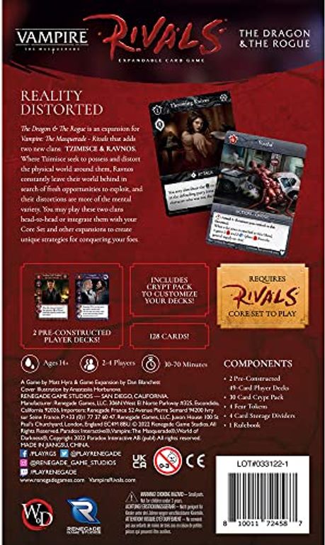 Vampire: The Masquerade – Rivals: The Dragon & The Rogue parte posterior de la caja