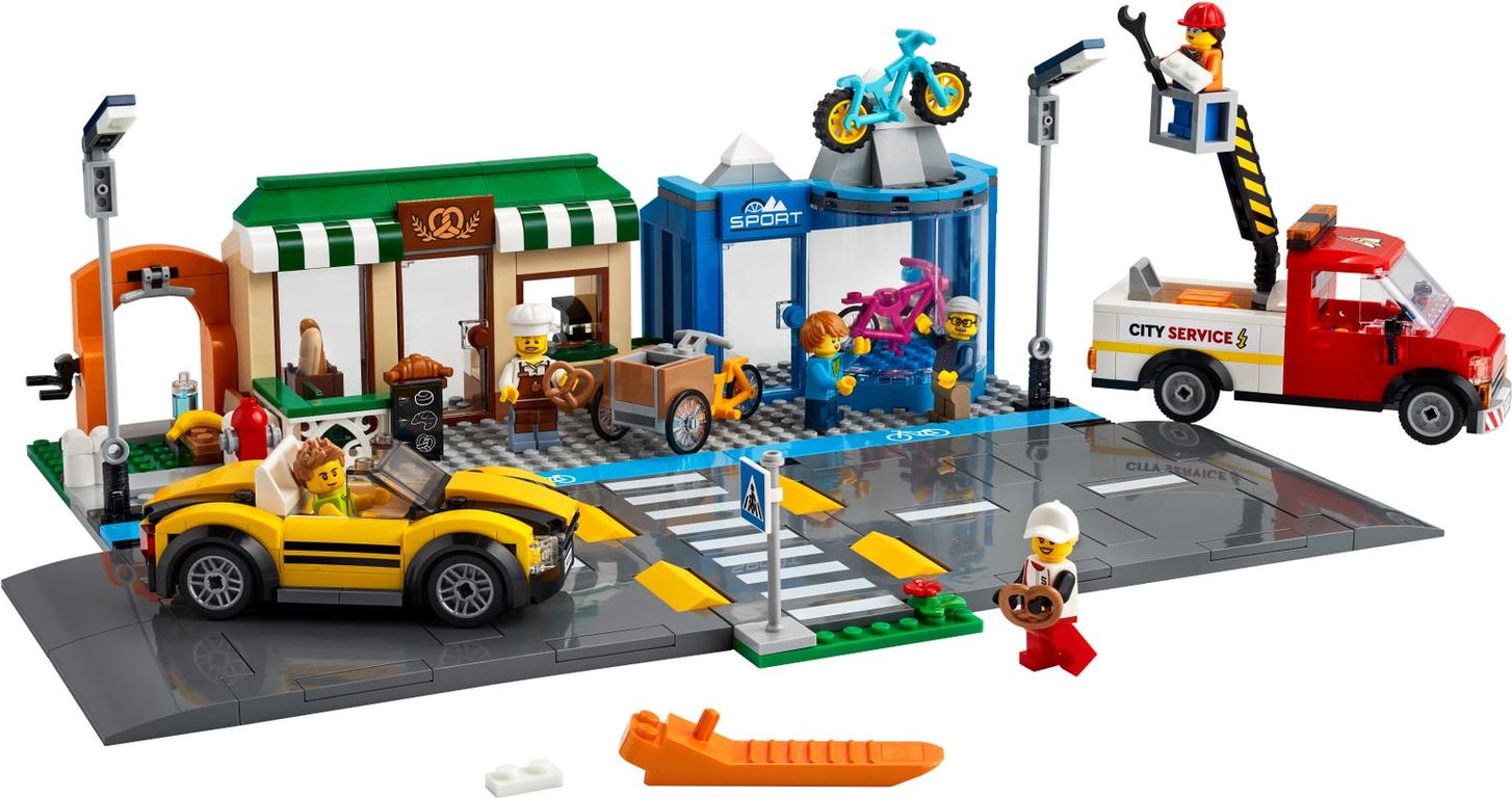 LEGO® City Einkaufsstraße mit Geschäften komponenten