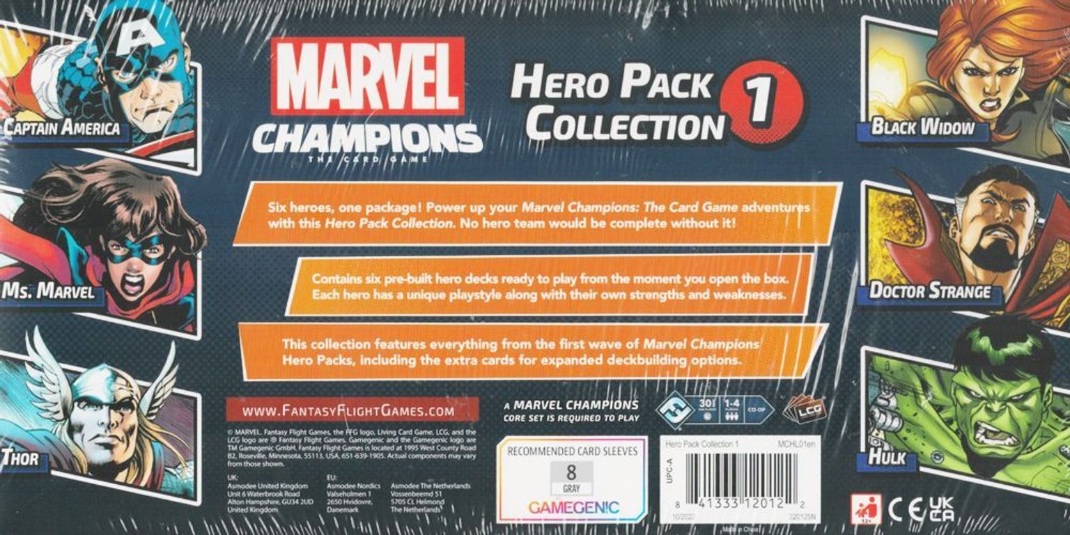 Marvel Champions: The Card Game – Hero Pack Collection 1 back of the box