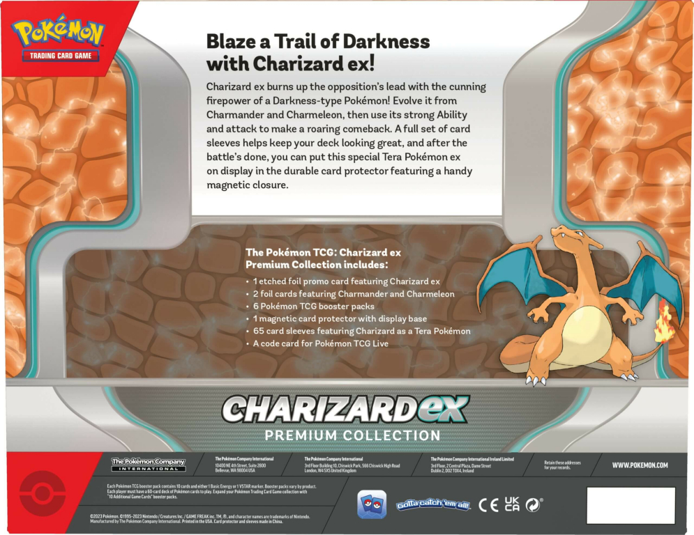 Pokémon TCG: Charizard ex Premium Collection parte posterior de la caja