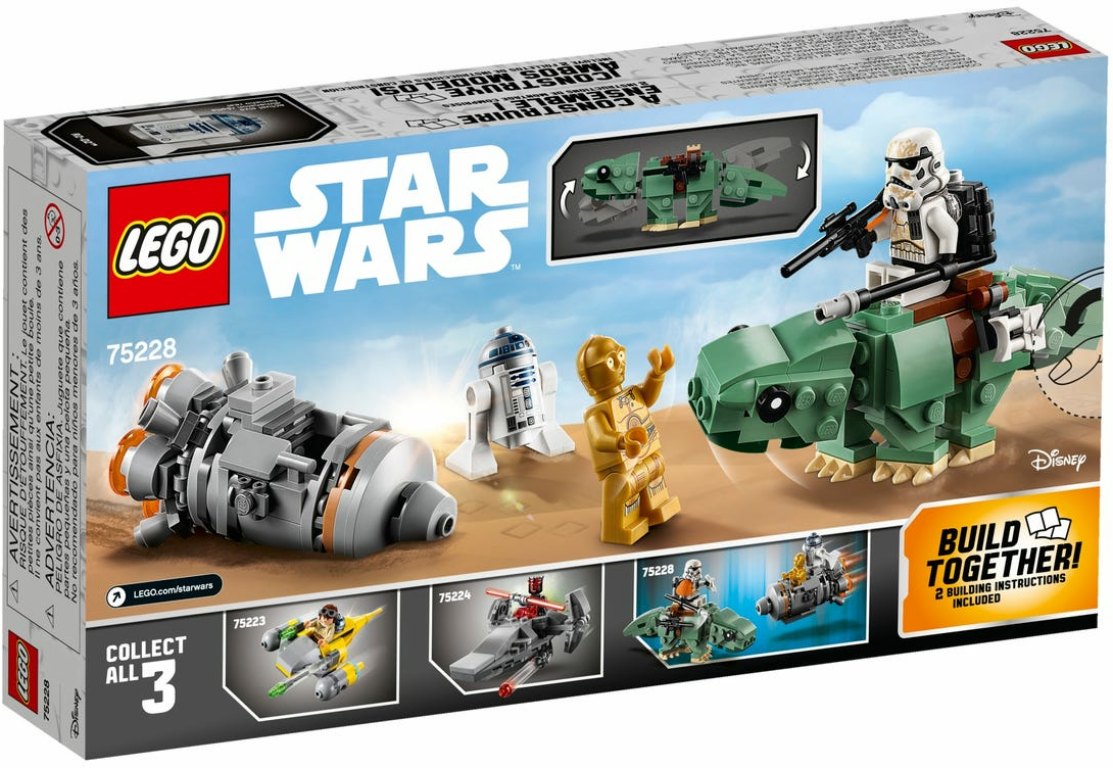 LEGO® Star Wars Capsule de sauvetage contre Microfighter Dewback™ dos de la boîte