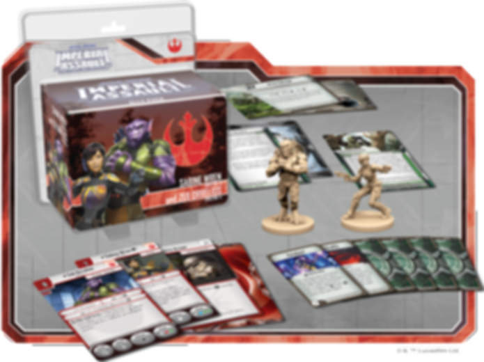 Star Wars: Imperial Assault – Sabine Wren and Zeb Orrelios Ally Pack components