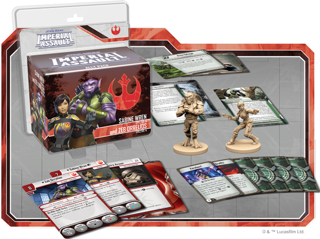 Star Wars: Imperial Assault – Sabine Wren and Zeb Orrelios Ally Pack componenten