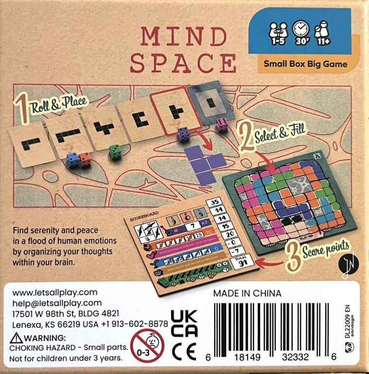Mind Space parte posterior de la caja