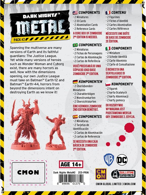 Zombicide: 2nd Edition – Dark Nights Metal: Pack #2 parte posterior de la caja