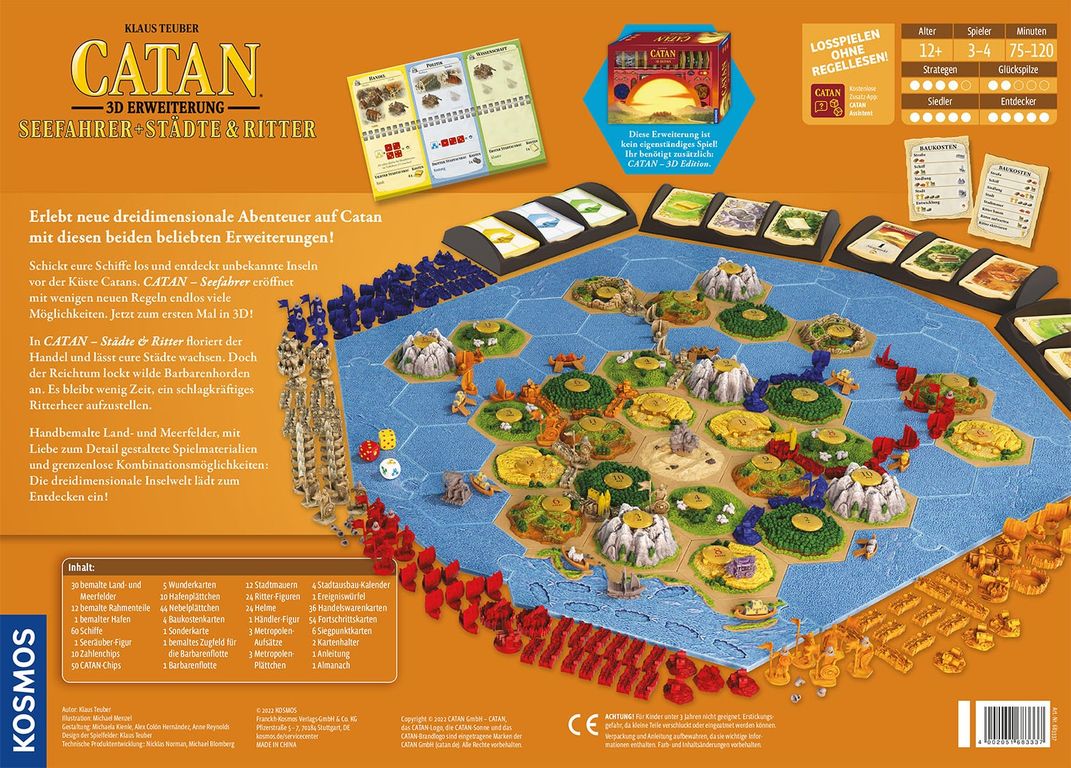 CATAN: 3D Erweiterung – Seefahrer + Städte & Ritter rückseite der box