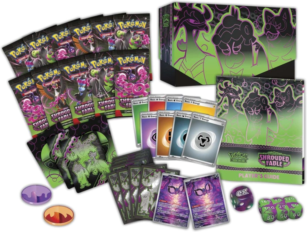 Pokémon TCG: Scarlet & Violet—Shrouded Fable Elite Trainer Box componenti