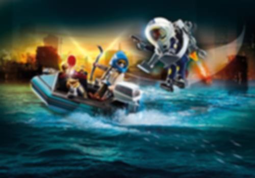 Playmobil® City Action Polizei-Jetpack: Festnahme des Kunsträubers spielablauf