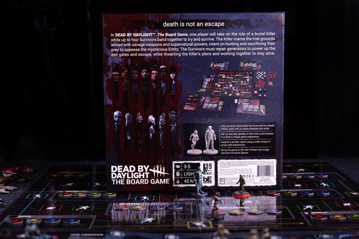 Dead by Daylight: The Board Game parte posterior de la caja